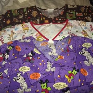 3 holiday scrub tops for $20